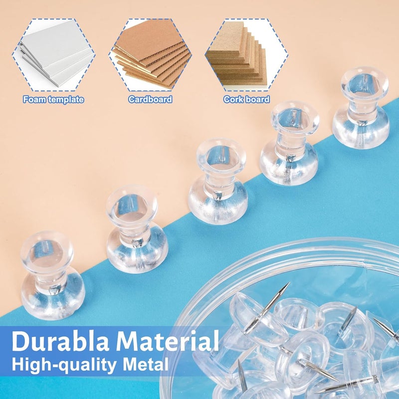 DANRONG 30 PCS Jumbo Push Pins for Bulletin Board, Large Thumb Tacks for Wall, 1.81 Inch, Giant Clear Thumbtacks, Pin Tacks for Cork Board Hanging Maps Photos Posters Calendar, Office School Supplies - Image 3